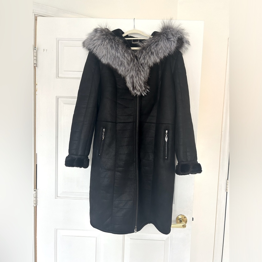Beautiful one time used winter coat with real Fox fur